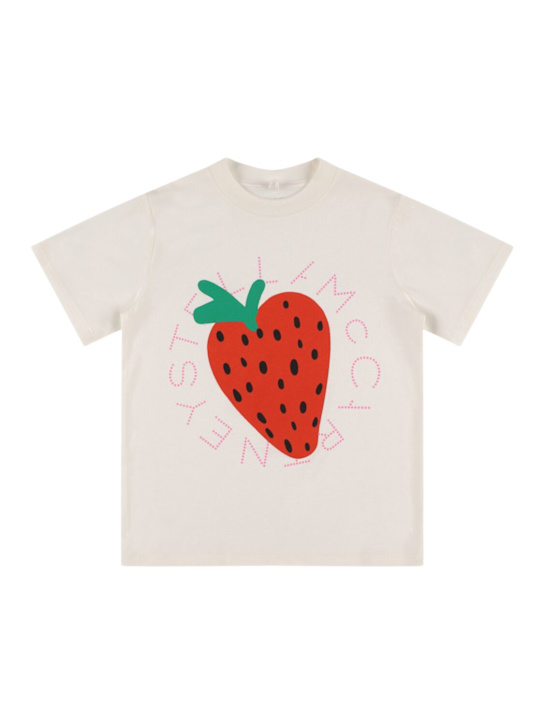 Stella McCartney Kids: Strawberry print cotton jersey t-shirt - kids-girls_0 | Luisa Via Roma