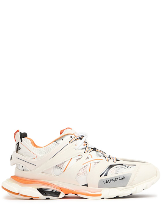 Balenciaga: 50毫米M Track E运动鞋 - 白色/橙色 - men_0 | Luisa Via Roma