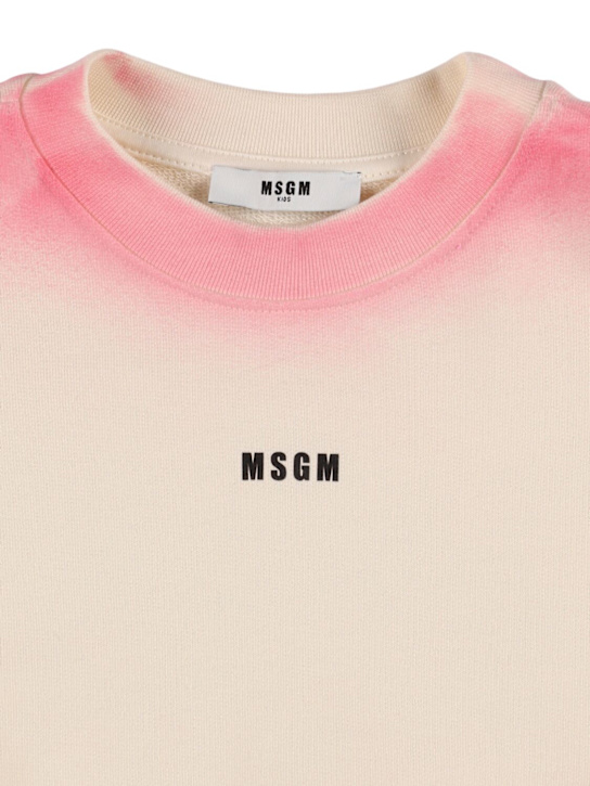 MSGM: Airbrush effect cotton sweatshirt - Pink - kids-girls_1 | Luisa Via Roma