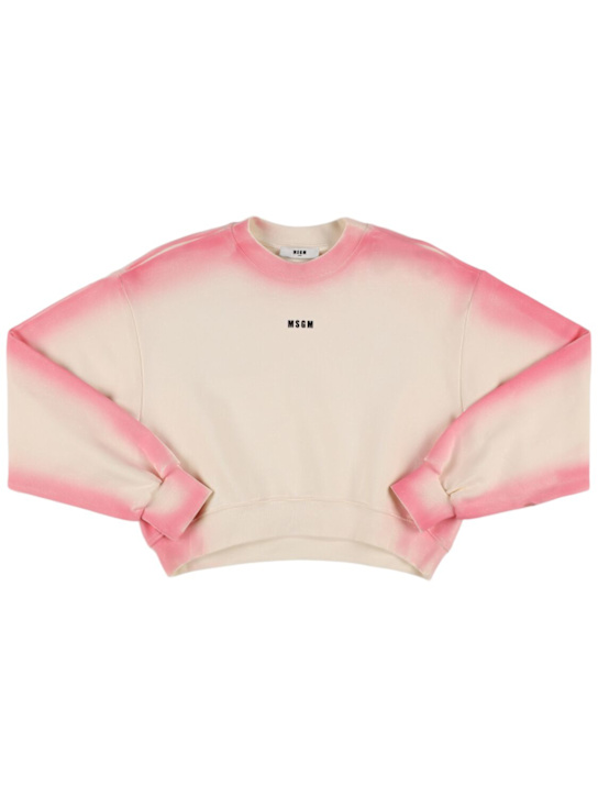 MSGM: Airbrush effect cotton sweatshirt - Pink - kids-girls_0 | Luisa Via Roma