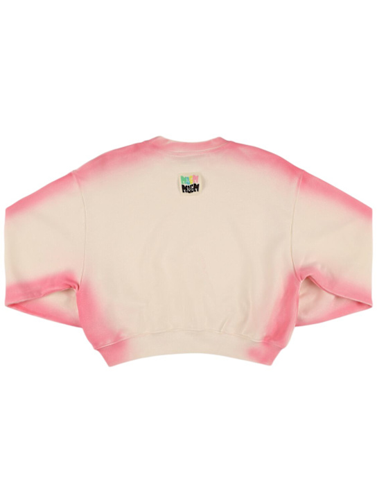 MSGM: Airbrush effect cotton sweatshirt - Pink - kids-girls_2 | Luisa Via Roma
