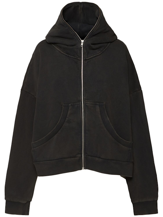 Entire Studios: Eternal zip cotton hoodie - Washed Black - women_0 | Luisa Via Roma