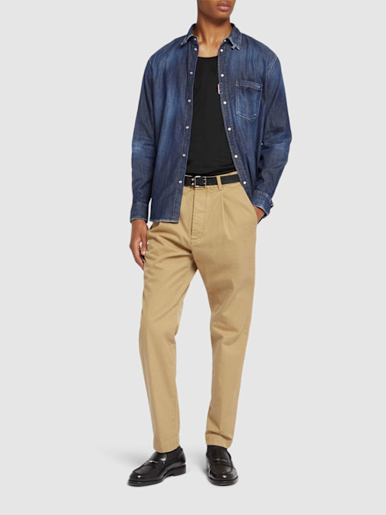 Dsquared2: One pleat cotton pants - Khaki - men_1 | Luisa Via Roma