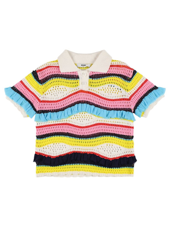 MSGM: Polo in maglia di misto cotone - kids-girls_0 | Luisa Via Roma