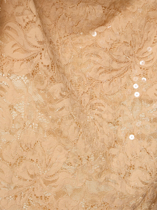 Rabanne: Sequined dentelle brodé top - Nude - women_3 | Luisa Via Roma