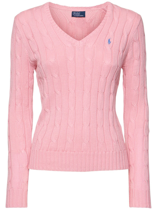 Polo Ralph Lauren: Maglia Kimberly in maglia di cotone con scollo a V - women_0 | Luisa Via Roma