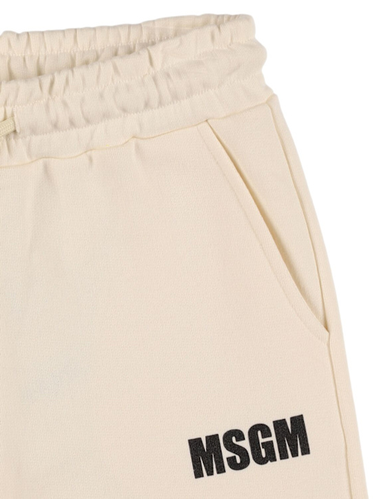 MSGM: Logo cotton sweatpants - Off-White - kids-boys_1 | Luisa Via Roma