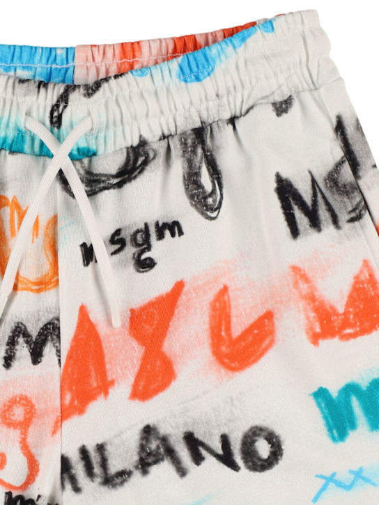MSGM: Printed cotton sweat shorts - kids-boys_1 | Luisa Via Roma