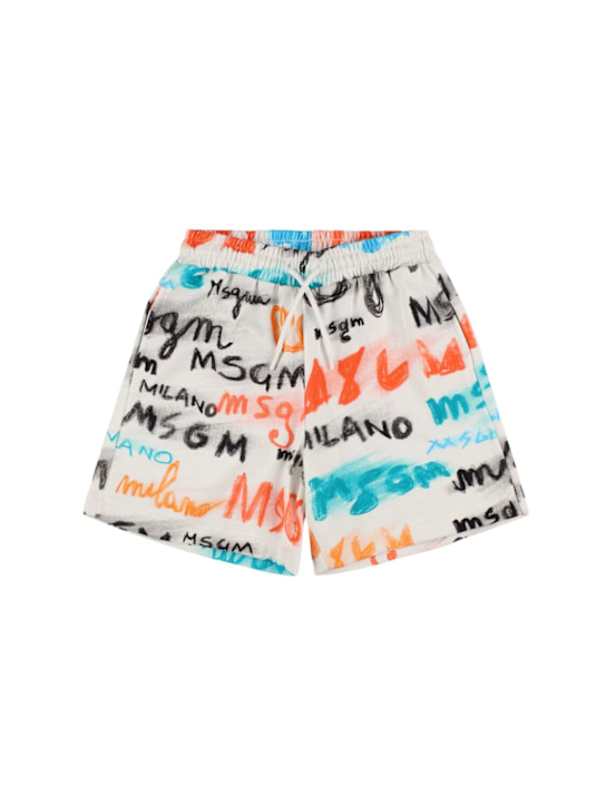 MSGM: Printed cotton sweat shorts - kids-boys_0 | Luisa Via Roma