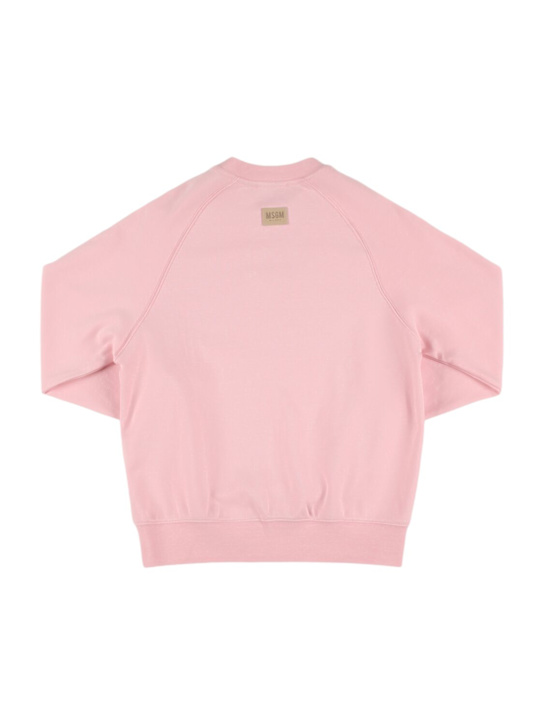 MSGM: Rubberized cotton crewneck sweatshirt - Pink - kids-girls_2 | Luisa Via Roma