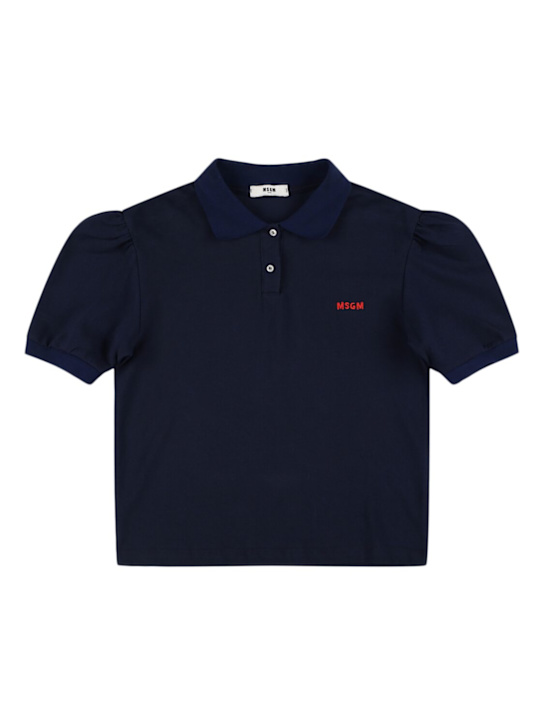 MSGM: Polo in cotone piqué con ricami - kids-girls_0 | Luisa Via Roma