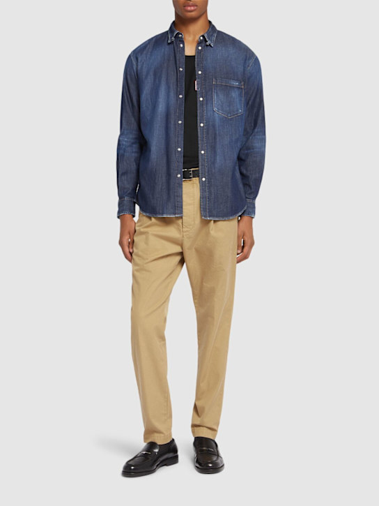 Dsquared2: Dark wash tab shirt - men_1 | Luisa Via Roma