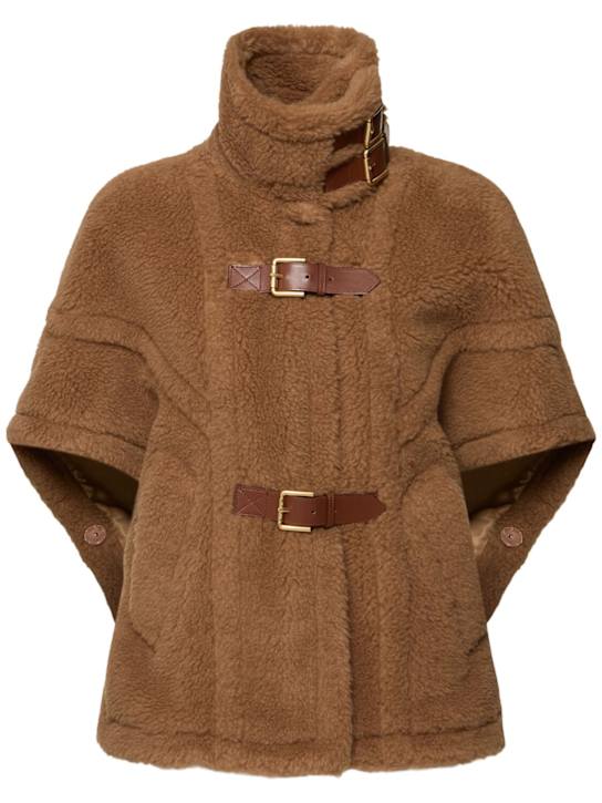 Max Mara: New Rodano camel teddy cape - women_0 | Luisa Via Roma