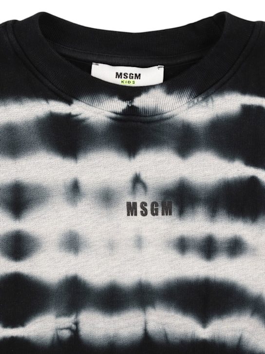MSGM: Printed cotton crewneck sweatshirt - Grey - kids-boys_1 | Luisa Via Roma