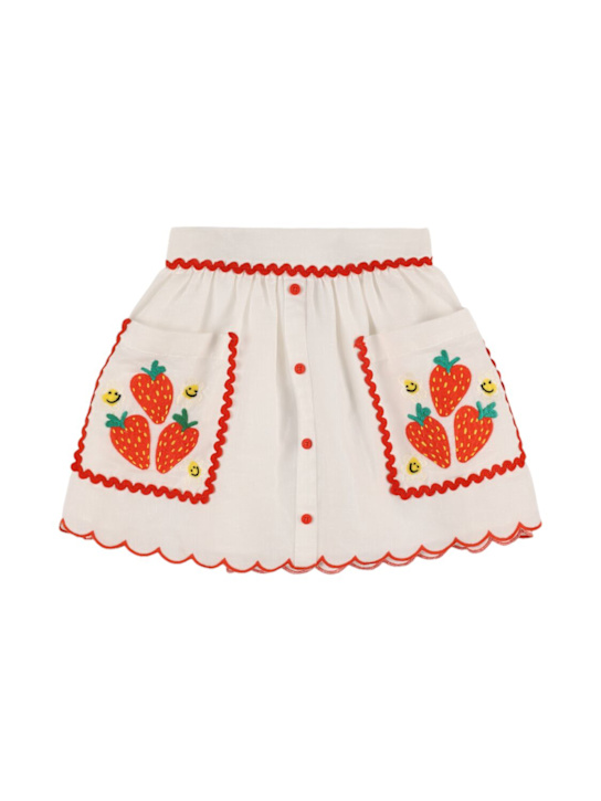 Stella McCartney Kids: Embroidered cotton & linen skirt - White - kids-girls_0 | Luisa Via Roma