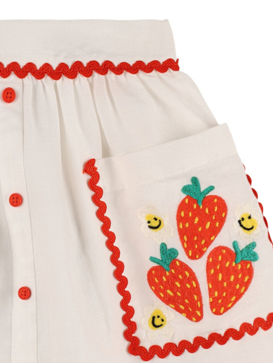 Stella McCartney Kids: Embroidered cotton & linen skirt - White - kids-girls_1 | Luisa Via Roma