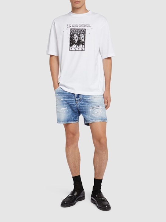 Dsquared2: Light Scarface wash Bro fit shorts - men_1 | Luisa Via Roma