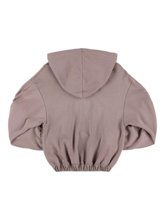 MSGM: Hooded cotton sweatshirt w/logo - Dark Grey - kids-girls_2 | Luisa Via Roma