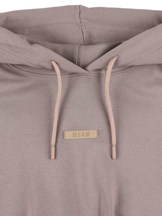 MSGM: Hooded cotton sweatshirt w/logo - Dark Grey - kids-girls_1 | Luisa Via Roma