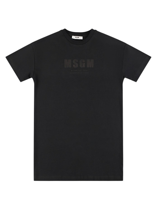 MSGM: Vestito in jersey di cotone stampato - kids-girls_0 | Luisa Via Roma