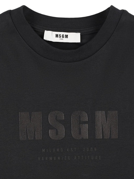 MSGM: Vestito in jersey di cotone stampato - kids-girls_1 | Luisa Via Roma