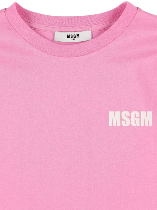 MSGM: T-shirt in jersey di cotone con logo - kids-girls_1 | Luisa Via Roma
