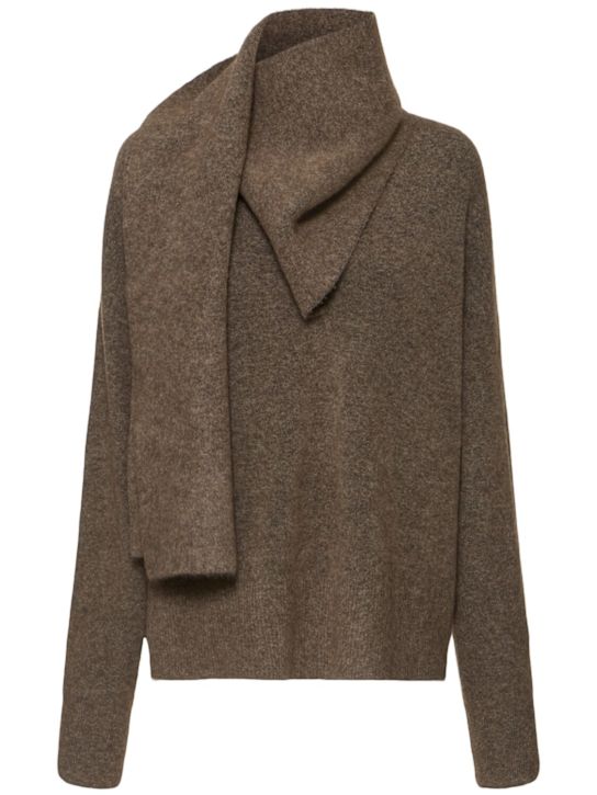Toteme: Draped scarf wool blend knit sweater - women_0 | Luisa Via Roma