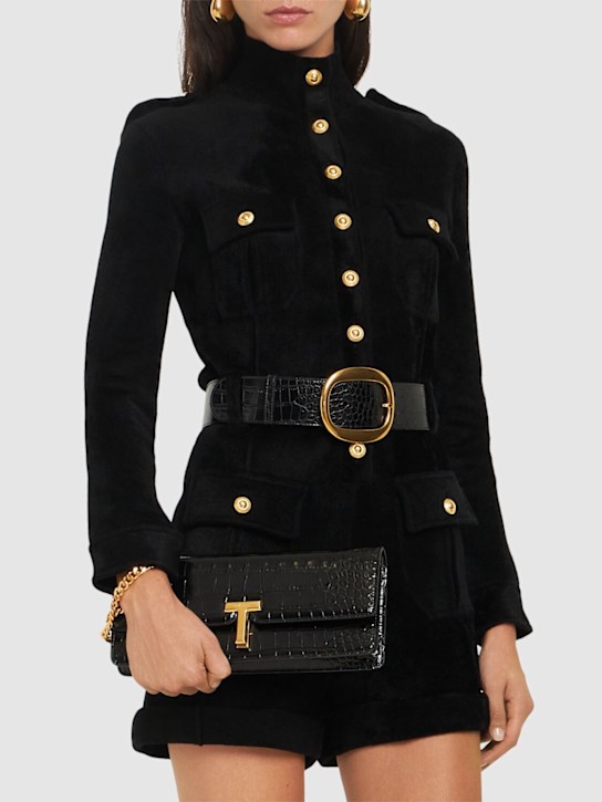 Tom Ford: Shiny embossed leather clutch - women_1 | Luisa Via Roma