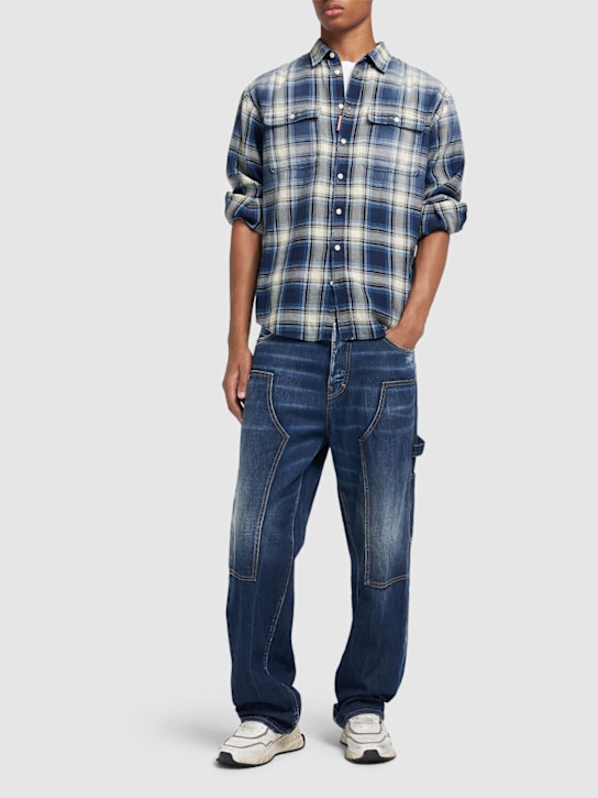 Dsquared2: D2 washed check cotton shirt - men_1 | Luisa Via Roma