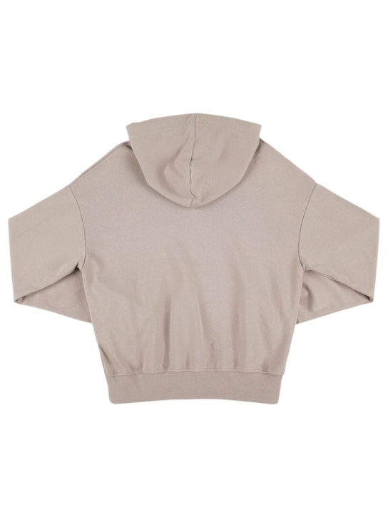 MSGM: Printed cotton hooded sweatshirt - Stone - kids-girls_2 | Luisa Via Roma