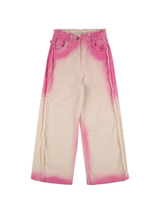 MSGM: Pantaloni in denim di cotone effetto aerografo - kids-girls_0 | Luisa Via Roma