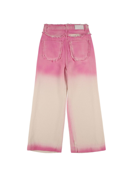 MSGM: Pantaloni in denim di cotone effetto aerografo - kids-girls_1 | Luisa Via Roma