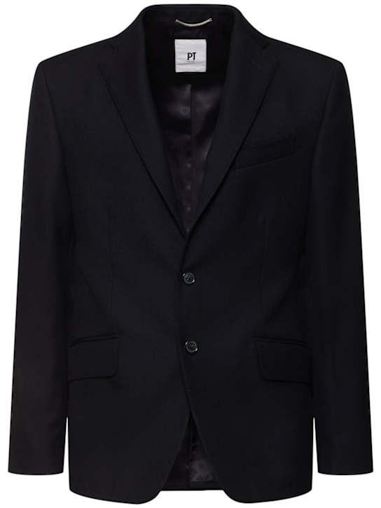 PT Torino: Single breast wool drill blazer - men_0 | Luisa Via Roma