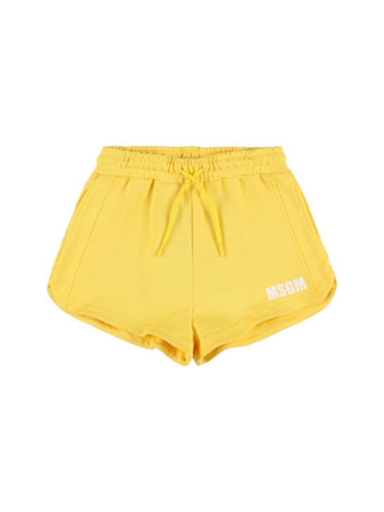 MSGM: Shorts in felpa di cotone con logo - kids-girls_0 | Luisa Via Roma