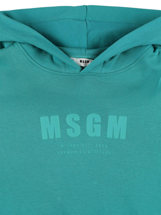 MSGM: Felpa in cotone con stampa e cappuccio - kids-girls_1 | Luisa Via Roma