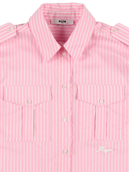 MSGM: Camicia in popeline di misto cotone a righe - kids-girls_1 | Luisa Via Roma