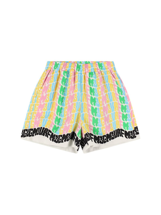 MSGM: Shorts in popeline di cotone stampato - kids-girls_0 | Luisa Via Roma