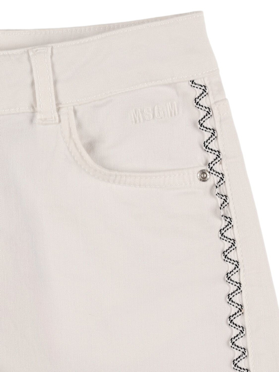 MSGM: Shorts in denim di misto cotone con decorazioni - kids-girls_1 | Luisa Via Roma