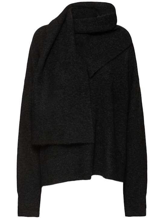 Toteme: Draped scarf wool blend knit sweater - women_0 | Luisa Via Roma
