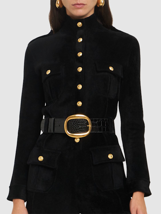 Tom Ford: Shiny croc embossed belt - women_1 | Luisa Via Roma