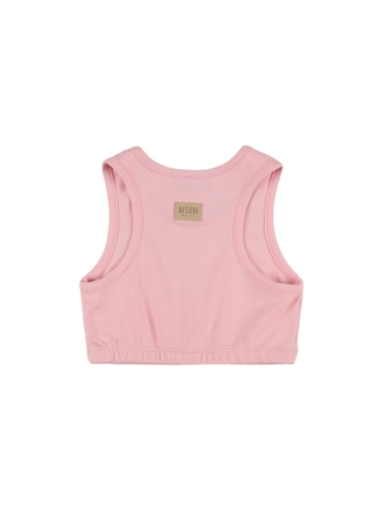MSGM: Printed cotton interlock tank top - Pink - kids-girls_2 | Luisa Via Roma