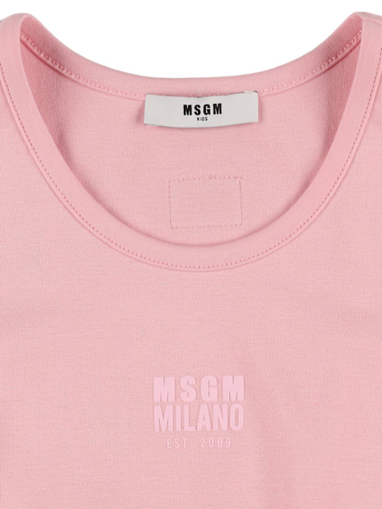 MSGM: Printed cotton interlock tank top - Pink - kids-girls_1 | Luisa Via Roma