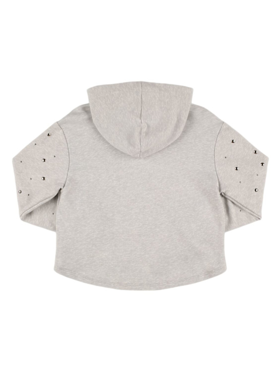 MSGM: Embellished cotton hooded sweatshirt - Grey - kids-girls_2 | Luisa Via Roma