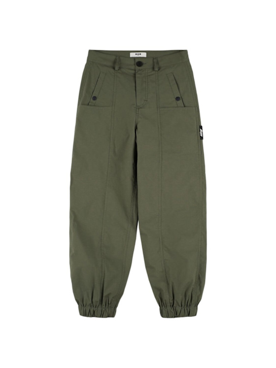 MSGM: Cotton blend cargo pants - Dark Green - kids-boys_0 | Luisa Via Roma