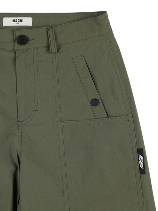 MSGM: Cotton blend cargo pants - Dark Green - kids-boys_1 | Luisa Via Roma