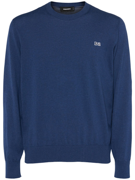 Dsquared2: Maglia in cotone - Blu - men_0 | Luisa Via Roma
