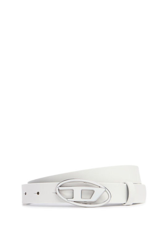Diesel: B-1DR 20 Mirror leather belt - White - women_0 | Luisa Via Roma