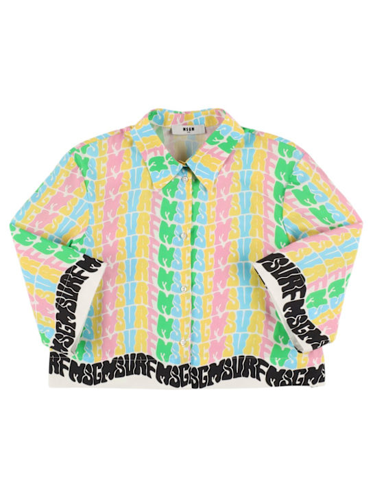 MSGM: Camicia in popeline di cotone stampato - kids-girls_0 | Luisa Via Roma