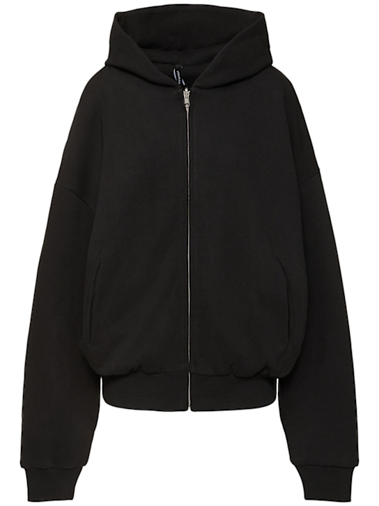 Entire Studios: Washed cotton thermal zip hoodie - women_0 | Luisa Via Roma