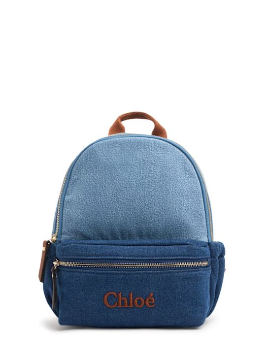 Chloé: コットンデニムバックパック - kids-girls_0 | Luisa Via Roma